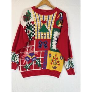 Vintage 90’s Christmas Pullover Noel Tree Sweater Size L OS International